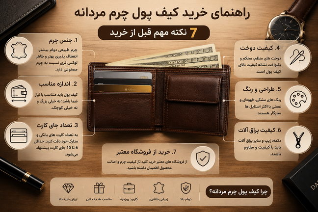 راهنمای خرید کیف پول چرم مردانه؛ ۷ نکته مهم قبل از خرید